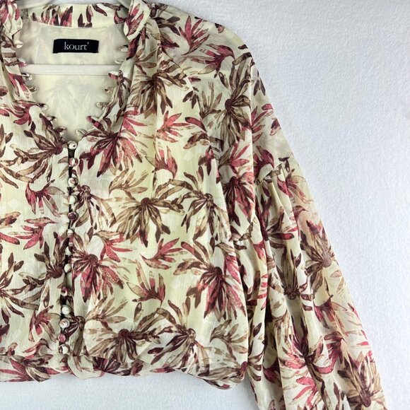 Kourt Blouse Womens Size Small Boho Floral Button Brunch Travel Beachy Tropical - Picture 4 of 12